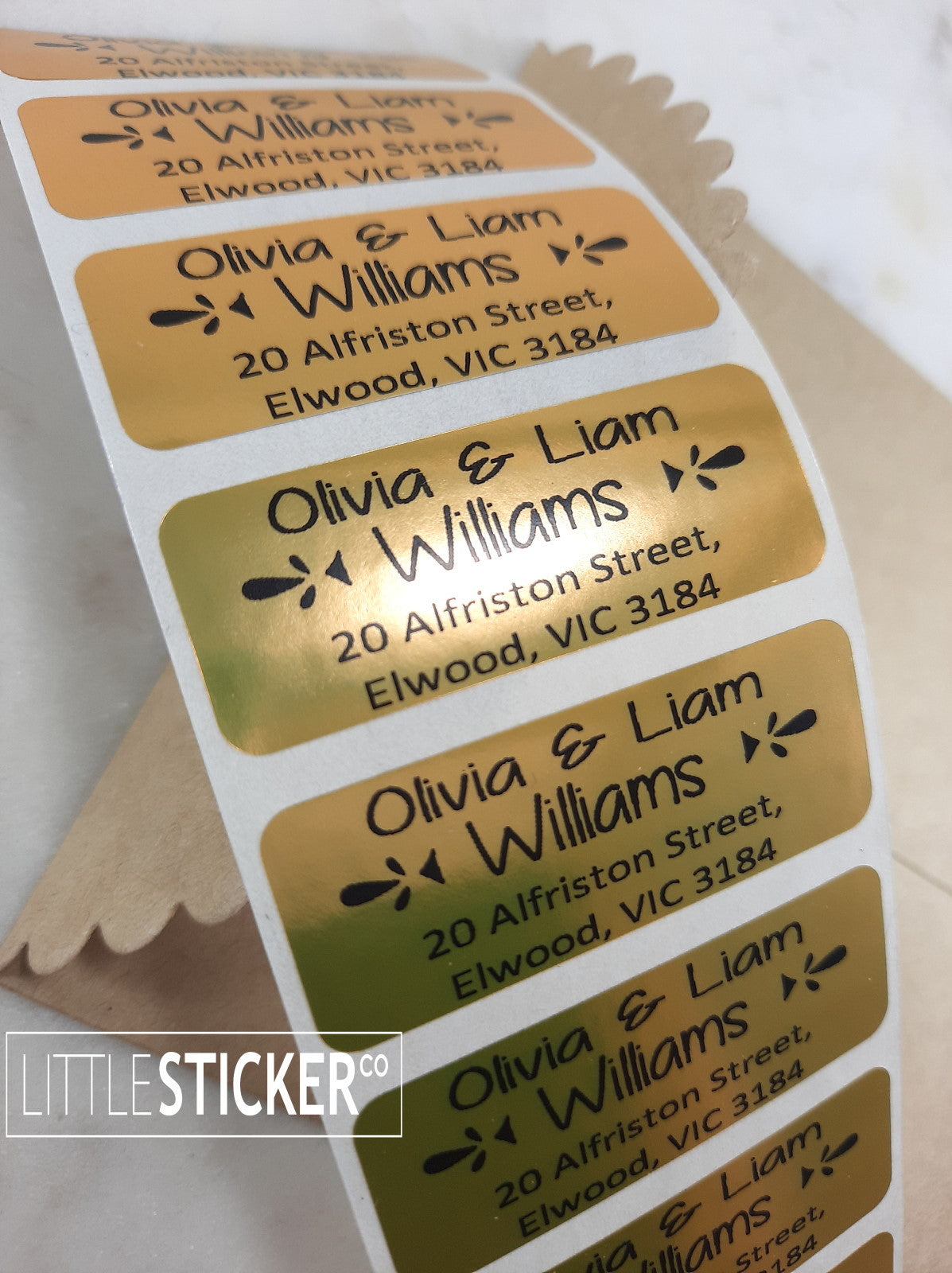 Gold custom stickers