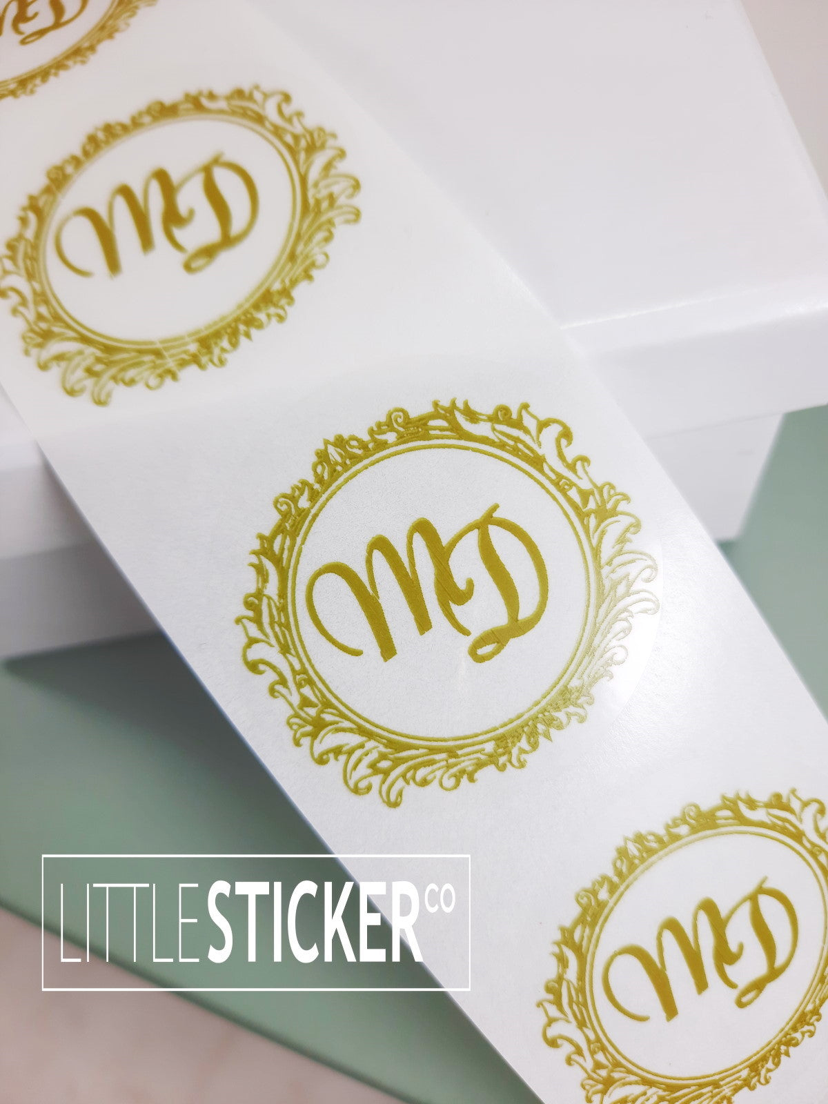 Initials, Monogram stickers. Boroque style design, personalised with one or two initials. Choose colour and size!