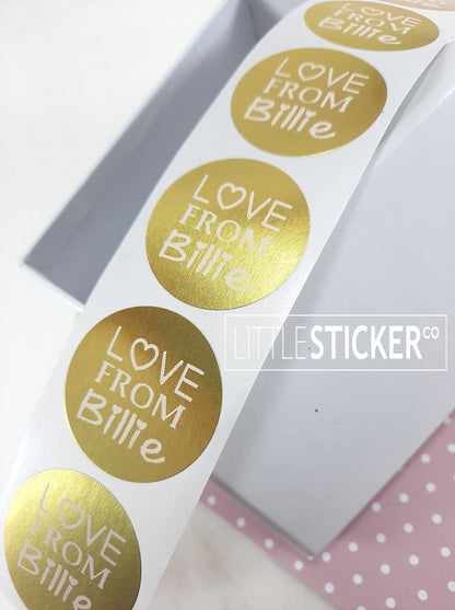 Gold custom stickers