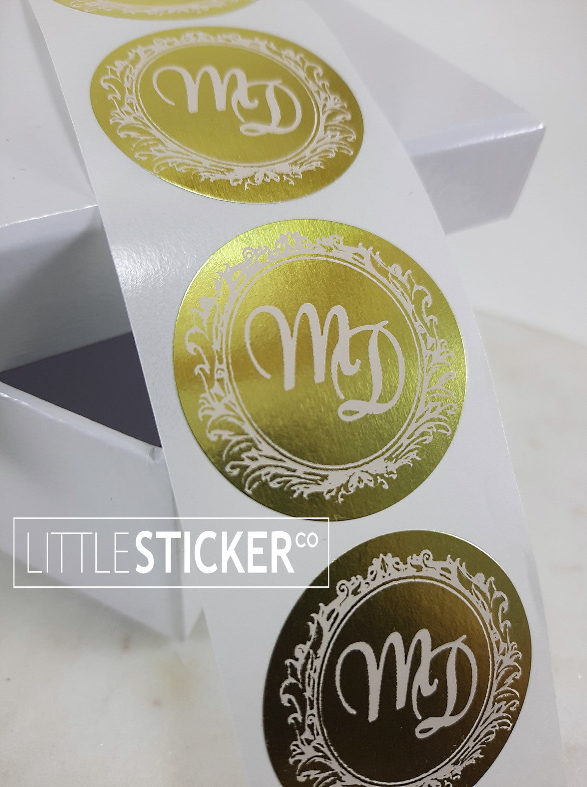 Gold custom stickers