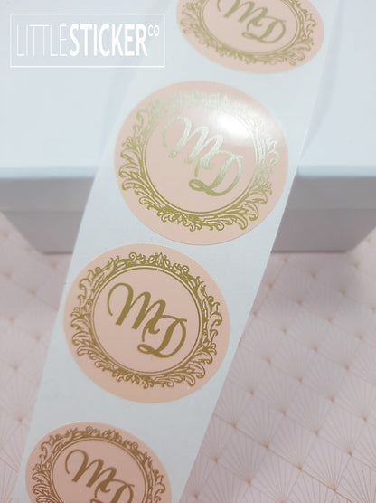 Initials, Monogram stickers. Boroque style design, personalised with one or two initials. Choose colour and size!