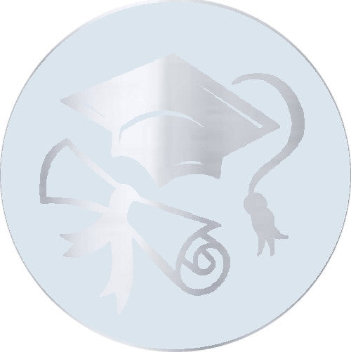 Graduation stickers, Award stickers, teacher stickers. Round stickers with graduation hat, choose Gold, silver or clear