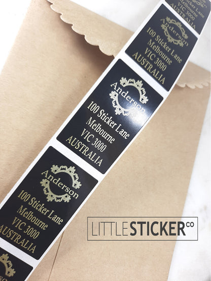 Personalised Address labels with round Baroque design. Add your Name/monogram and address, choose colour and size!