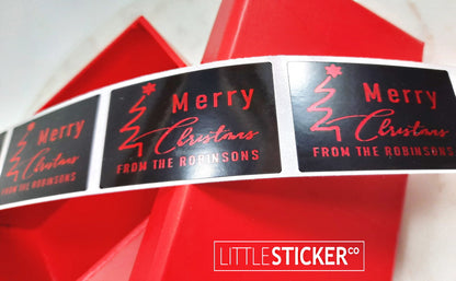 Merry Christmas Stickers Personalised with your Name and/or address.