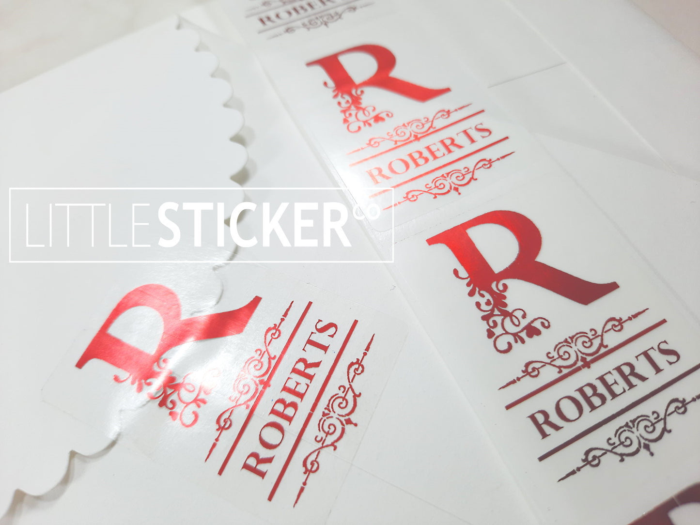 Personalised Monogram stickers. Victorian design. Add your monogram and name/family name, choose colour and size!