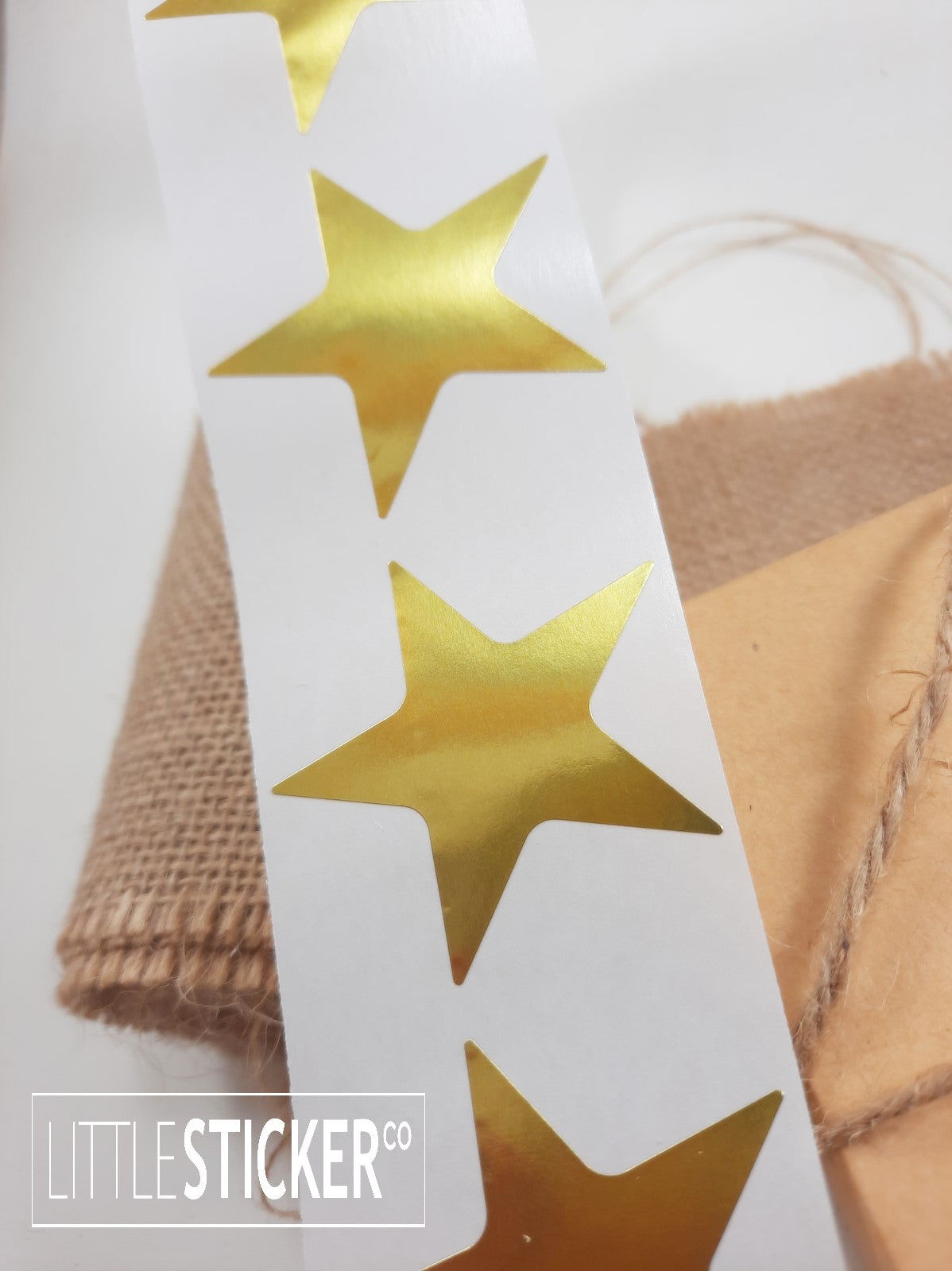 Gold Star stickers 45mm. Large Metallic gold star shaped labels