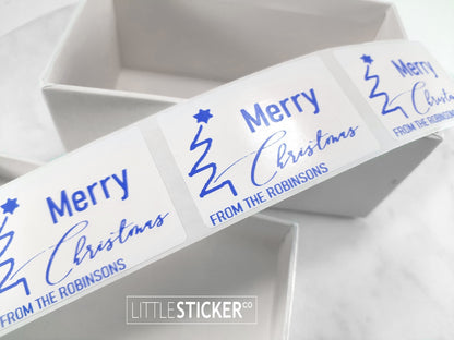 Merry Christmas Stickers Personalised with your Name and/or address.