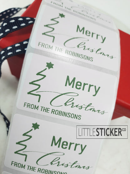 Merry Christmas Stickers Personalised with your Name and/or address.