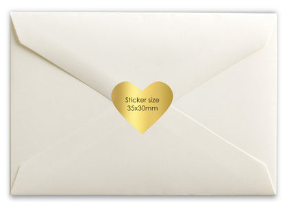 Gold Heart address stickers, 35x30mm gold hearts, personalised with your initials and address.