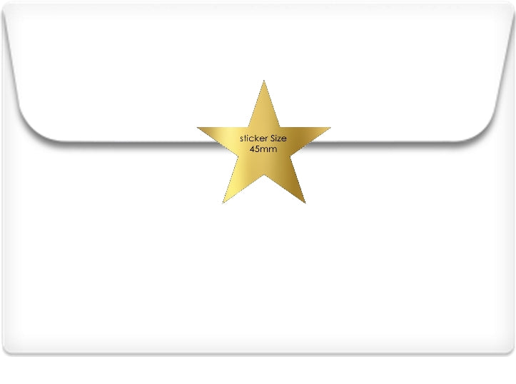 Gold Star stickers 45mm. Large Metallic gold star shaped labels