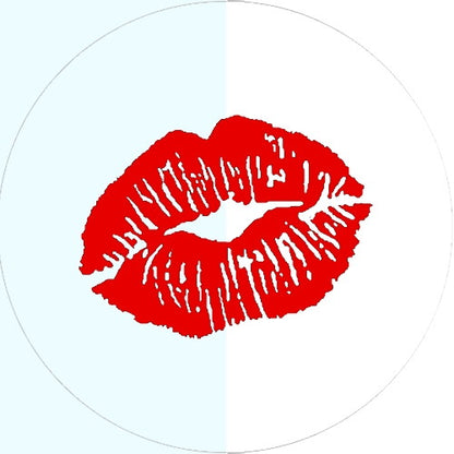 Kiss Lips stickers. 40mm round clear stickers with red lips